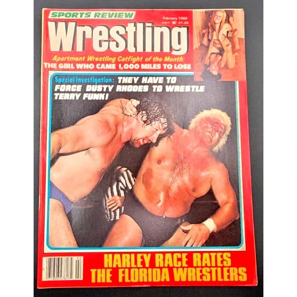SPORTS REVIEW WRESTLING FEB 1980 DUSTY RHODES‎ TERRY FUNK  APARTMENT WRESTLING